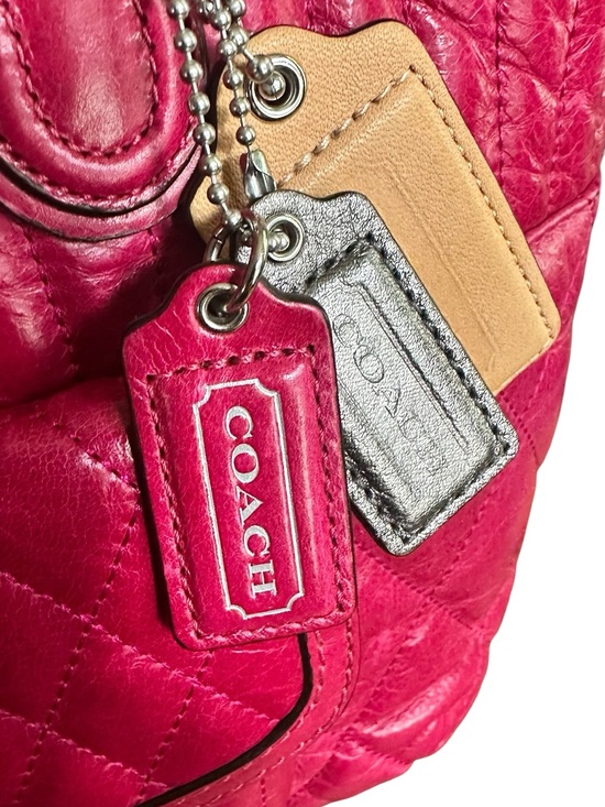 Coach Madison Maggie Quilted Leather Tote Pink Fuchsia Shoulder